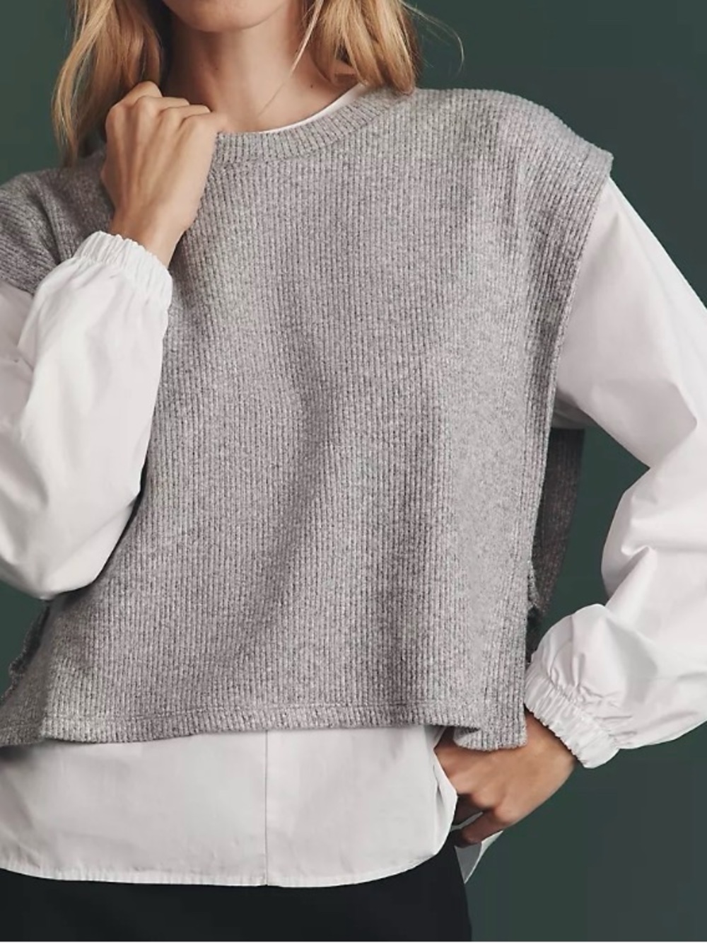 Maeve Long-Sleeve Twofer Sweater Vest - Picture 2 of 9
